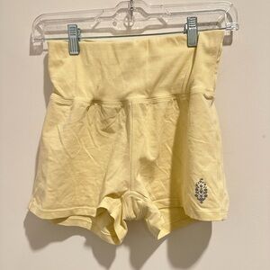 Free People Pale Yellow High-Waist Athletic Shorts